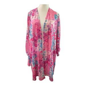 Dear Scarlett 2X Floral Cardigan – Pink & Blue Lightweight Open Front